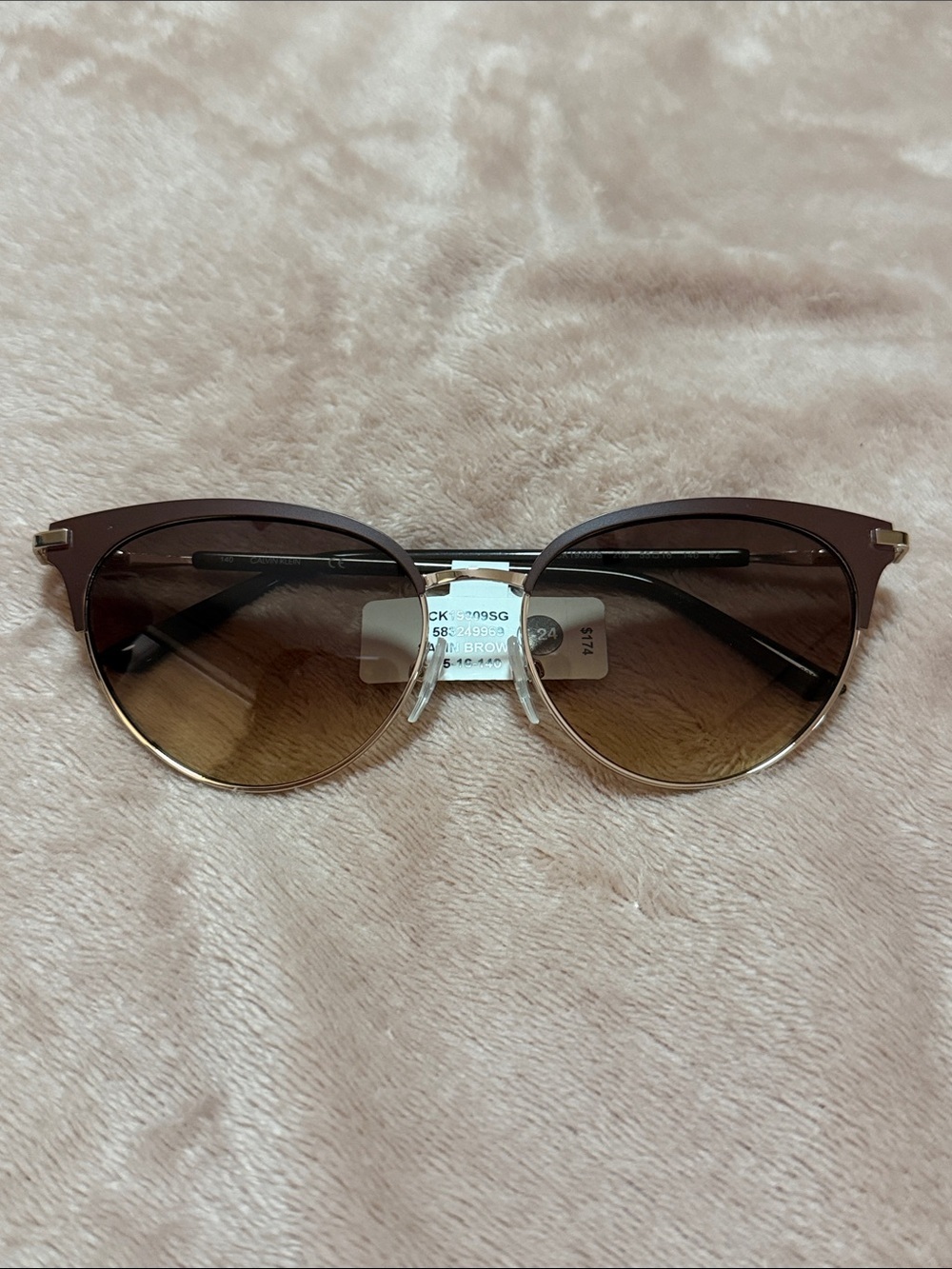 Calvin Klein Brown Gradient Cat-Eye Sunglasses for Women